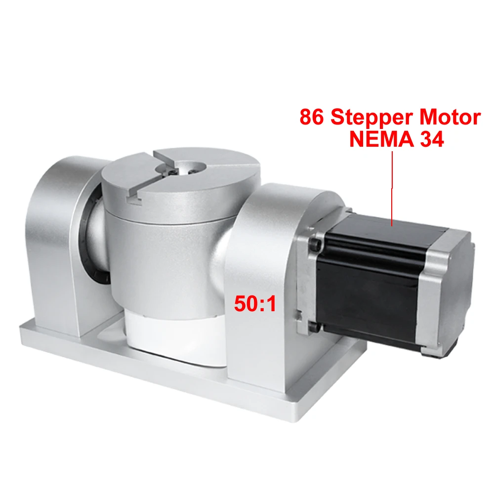 CNC 4th 5th A C Rotary Axis NEMA 34 Stepper Motor Harmonic Drive Reducer Gearbox Dividing Head Speed Reducing Ratio 50:1