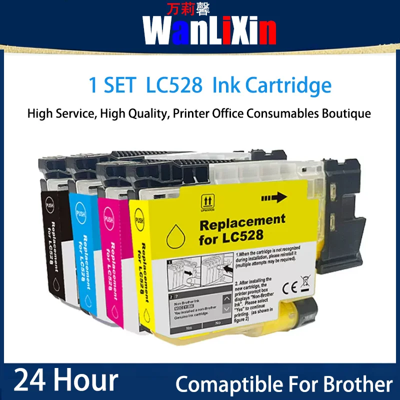 1 set lc528 Ink Cartridge Compatible For Brother  MFC-J6760DW J6960DW J6975DW J6977DW Eastern European version
