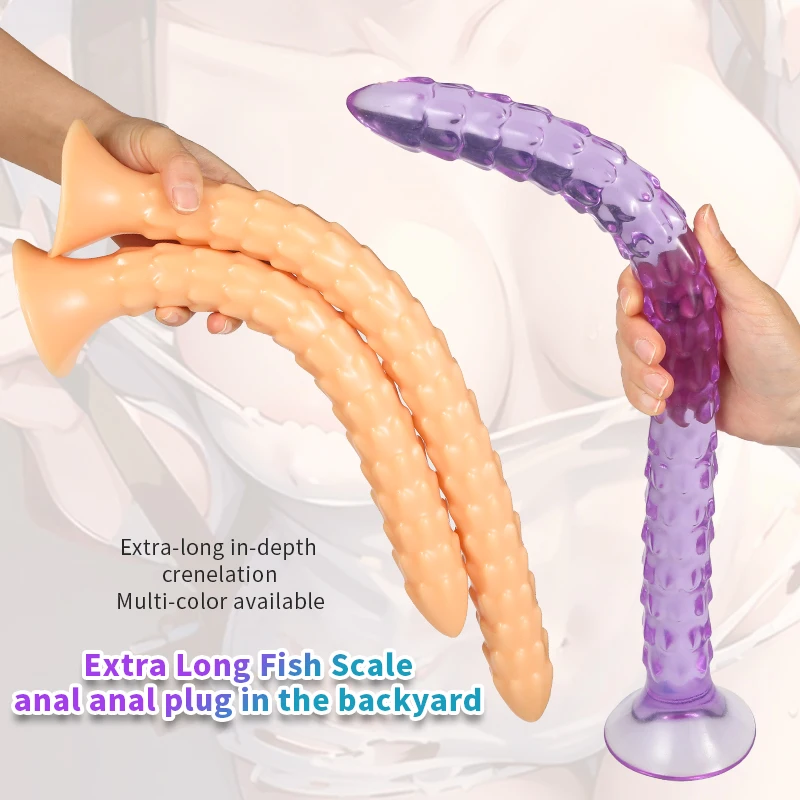 43cm Super Long Anal Dildo Suction Cup Butt Plugs 3.5cm Thick Dick Fish Scale Cock Stimulate Sex Toys For Adult Supplies Store