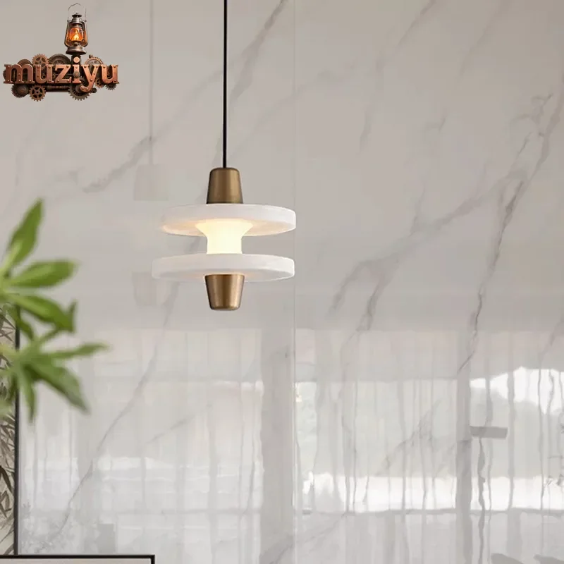 

Muziyu Simple LED Natural Marble Pendant Lamp Chandelier Dining Room Bedroom Bedside Creative Personality Indoor Decor Stainles