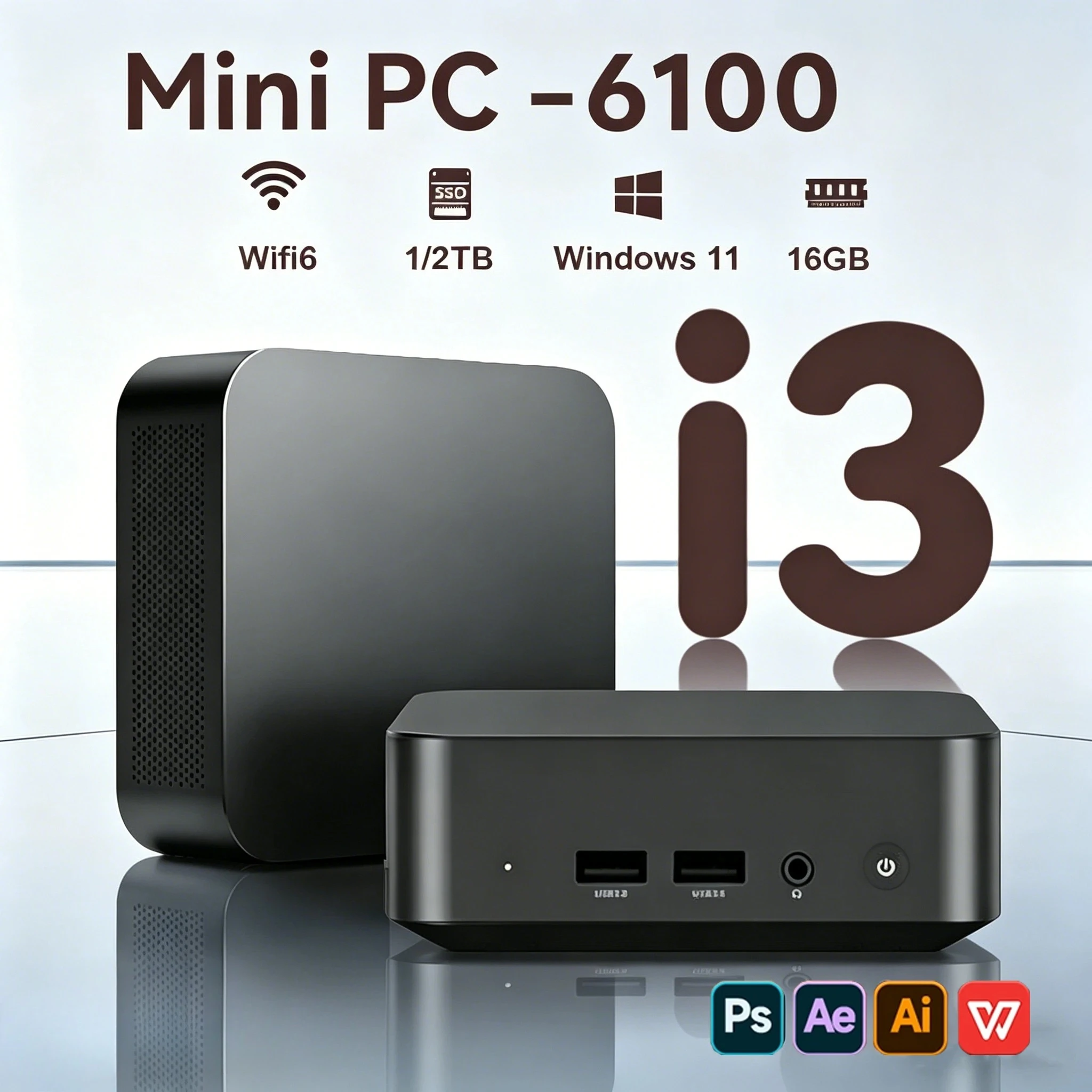 Intel Core i3 6100  MINI PC  Windows 11 Pro16GB RAM 1TB 2TB SSD WIFI 6 BT5.2 4K HD Mini Gaming Office Study Pc