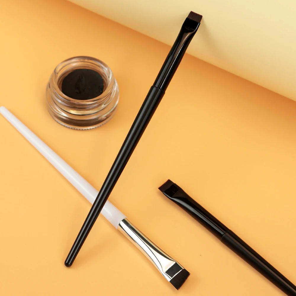Mini Portable Makeup Brushes Cosmetic Beauty White or Black Fiber Hair Blade Eyeliner Eyebrow Tools for Kids or Girls Beginners