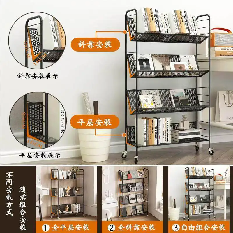 AOLIVIYA Floor Multi-Layer Trolley Shelf Kitchen Household Storage Rack For Student Book Snack Dormitory Cart Stand Unit