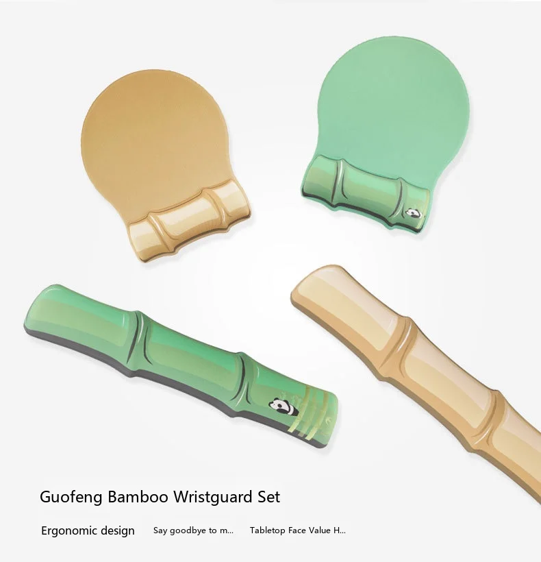 Schaumstoff-Handgelenkauflage Tastatur-Pad-Set Bambus-Design 2 Farben Büro Gaming Ergonomische Rutschfeste Schreibtischunterlage – Detail 7