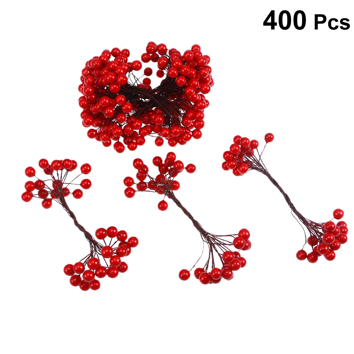 

400Pcs Stimulation Berries on Wire for Christmas Decorations Wreath Making Parties Weddings Home Office Decor Artificial Berries