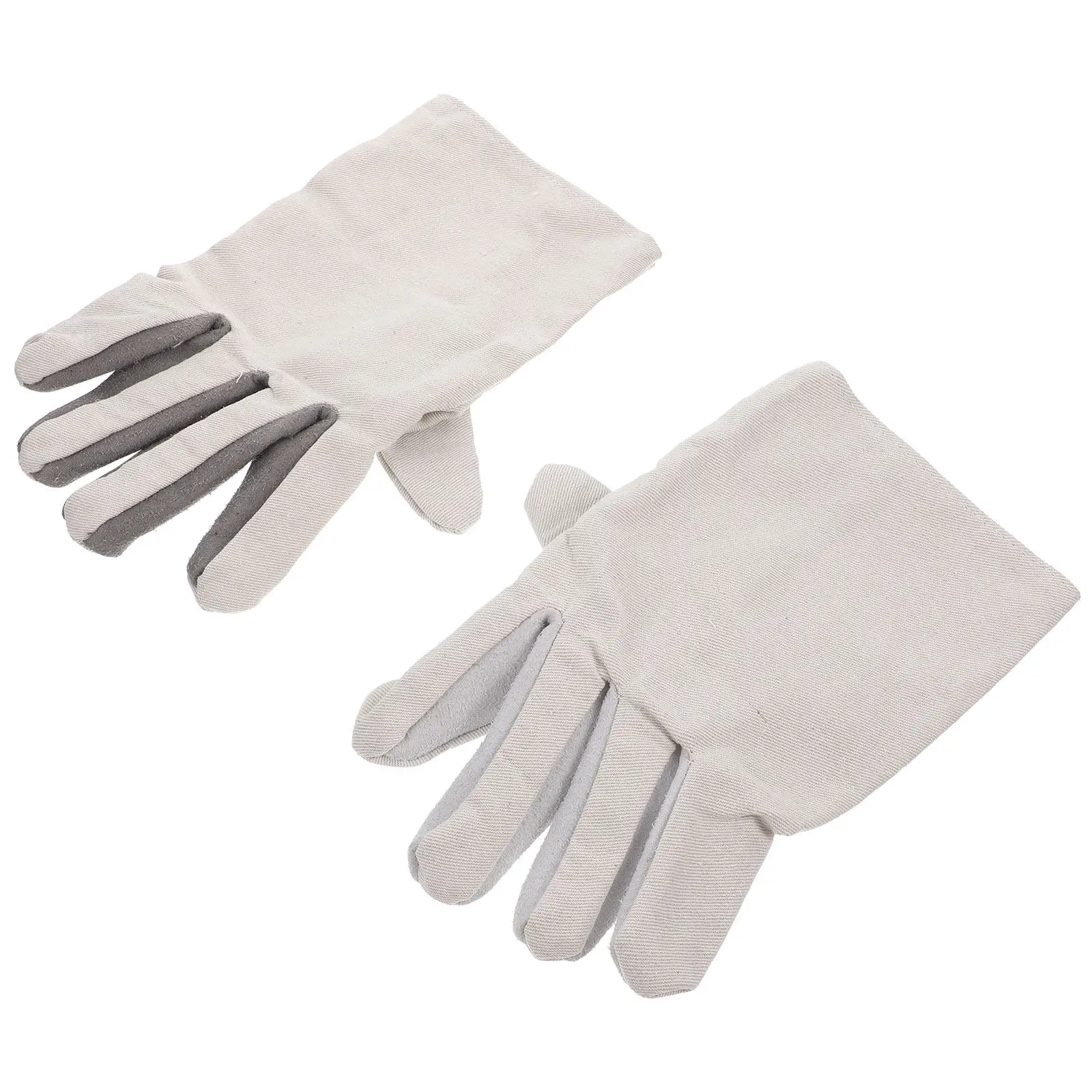1Pair Flame Retardant Canvas Cowhide Welding Gloves Heavy Duty Heat Resistant Labor Protective Safety Gloves for Industrial