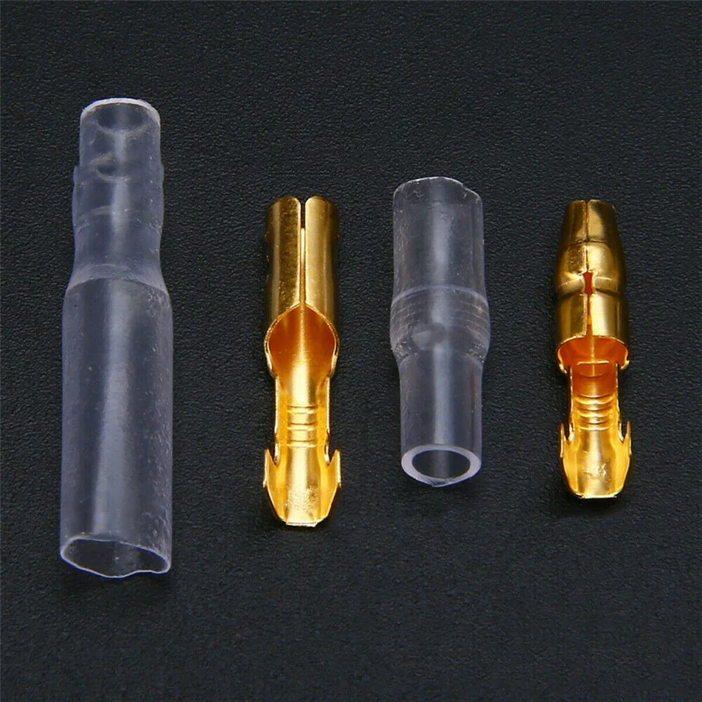 200x Connector Moto 3.9mm Male & 4.0mm Female 50 Set Terminal Transparent Uninsulated W/ Sleeve Crimp Electrical