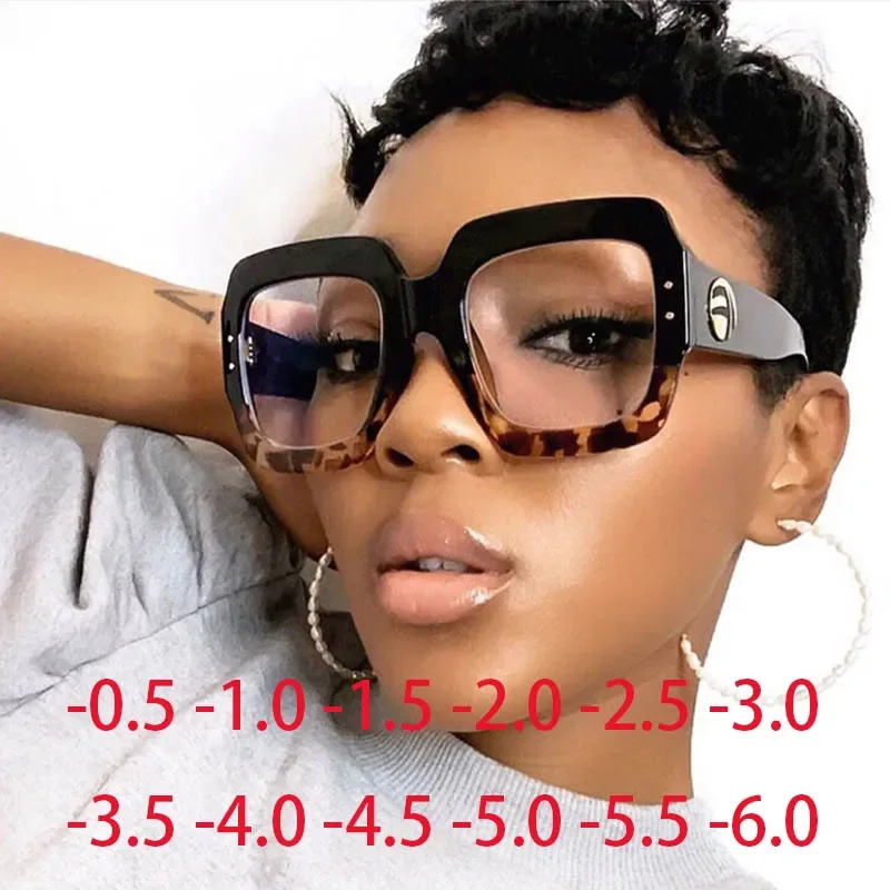 

L97394 New Arrival Big Frame Anti-fatigue Female Prescription Glasses for Simple and Trendy Look Spectacles 0 -0.5 -0.75 To -6