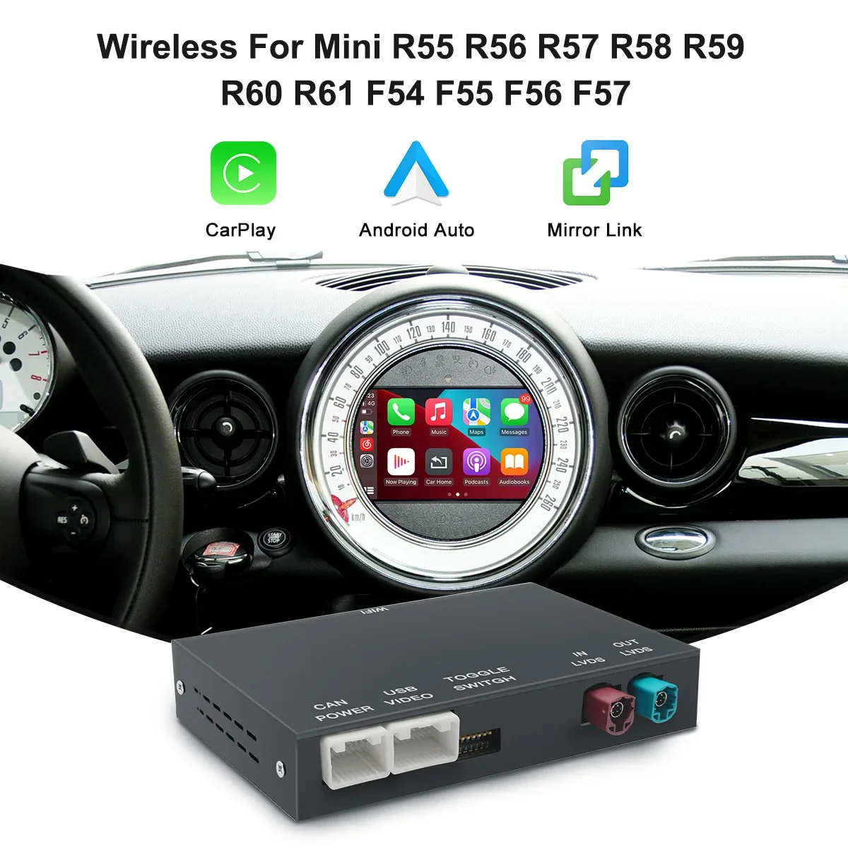 Android Auto Wireless CarPlay For MININBT/CIC R55 R56 R57 R58 R59 R60 R61 F54 F55 Clubman Countryman Hardtop John Cooper F56 F57