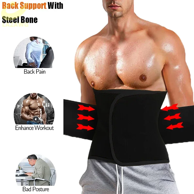 LAZAWG Mens เอวเทรนเนอร์เข็มขัด Neoprene Slimming Belt ไขมัน Burning Body Shaper ลดน้ำหนักเอว Cincher Slimming Shapewear