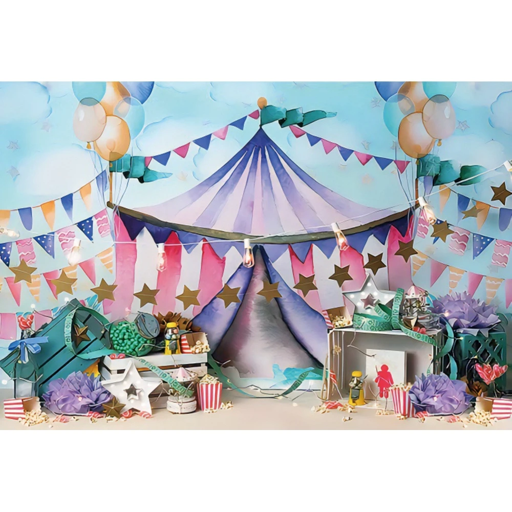 Circus Photography Background Baby Birthday Decoration Backdrop Newborn Children Portrait Pink Tent Photographic Photo Props