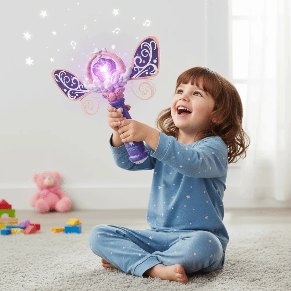 

Fairy Stick With Music Magic Wand Toy With Light Flash Rotating Fairy Wand Snowflake Light Shine Glow Glowing Wand Children Play