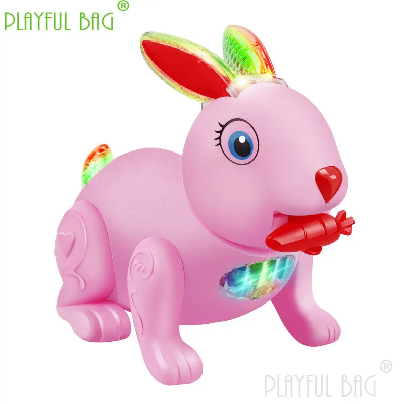 Eating radish rabbit children\'s electric toys cute and interesting colorful lights music simulation rabbit animal gift yd08