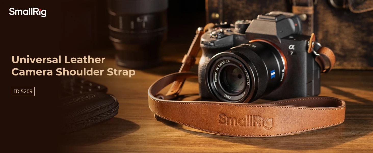 SmallRig Universal-Schultergurt aus Leder mit Kamera-Leder, Belastung 10 kg, einfache Installation, verstellbar von 100 bis 110 cm – 5209 – Detail 1