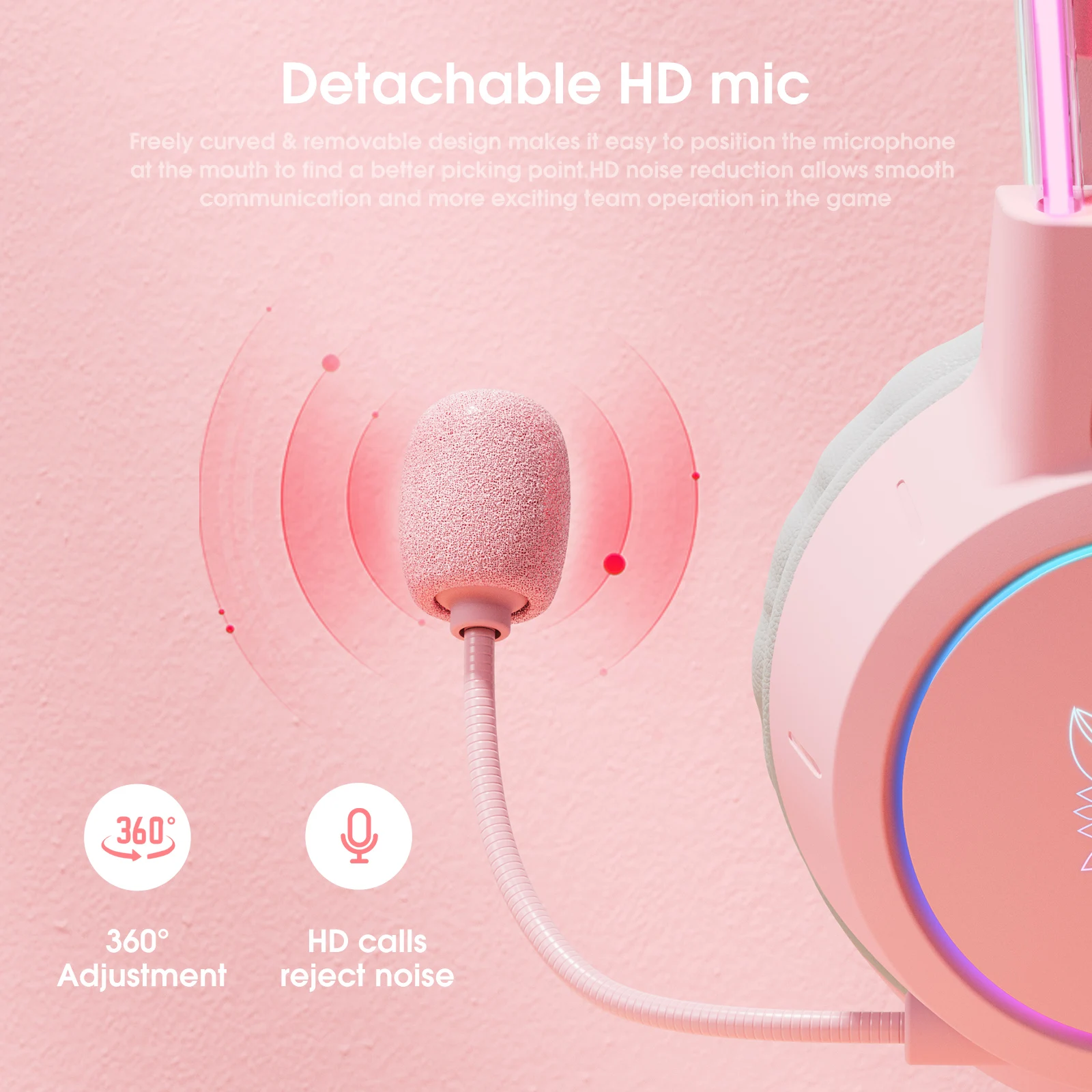 ل ONIKUMA X15 Pro سماعة الألعاب السلكية هيئة التصنيع العسكري إلغاء الضوضاء غامرة سماعة الألعاب مريح مع ضوء RGB الديناميكي للكمبيوتر #4