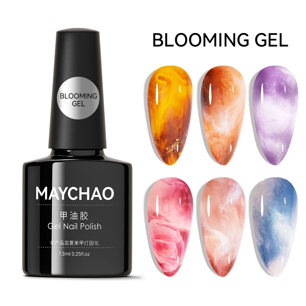 MAYCHAO Clear Blooming Gel Nail Polish Soak Off UV LED Blossom Gel Polish for Nail Decoration Nail Painting Nail Art DIY 7.3ml