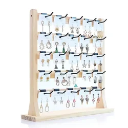 Solid Wood Jewelry Display Rack with Hooks Hanging Rack Hook Earrings Display Rack Bracelet T Storage Rack Home Storage Holders