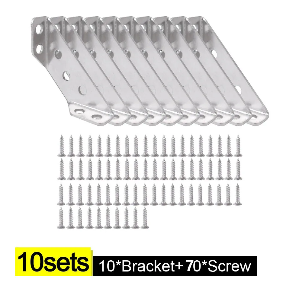3/5/10pcs Thickened Stainless Steel Angle Code 90 Degrees Right Angle Fixed Bracket Furniture Connectors