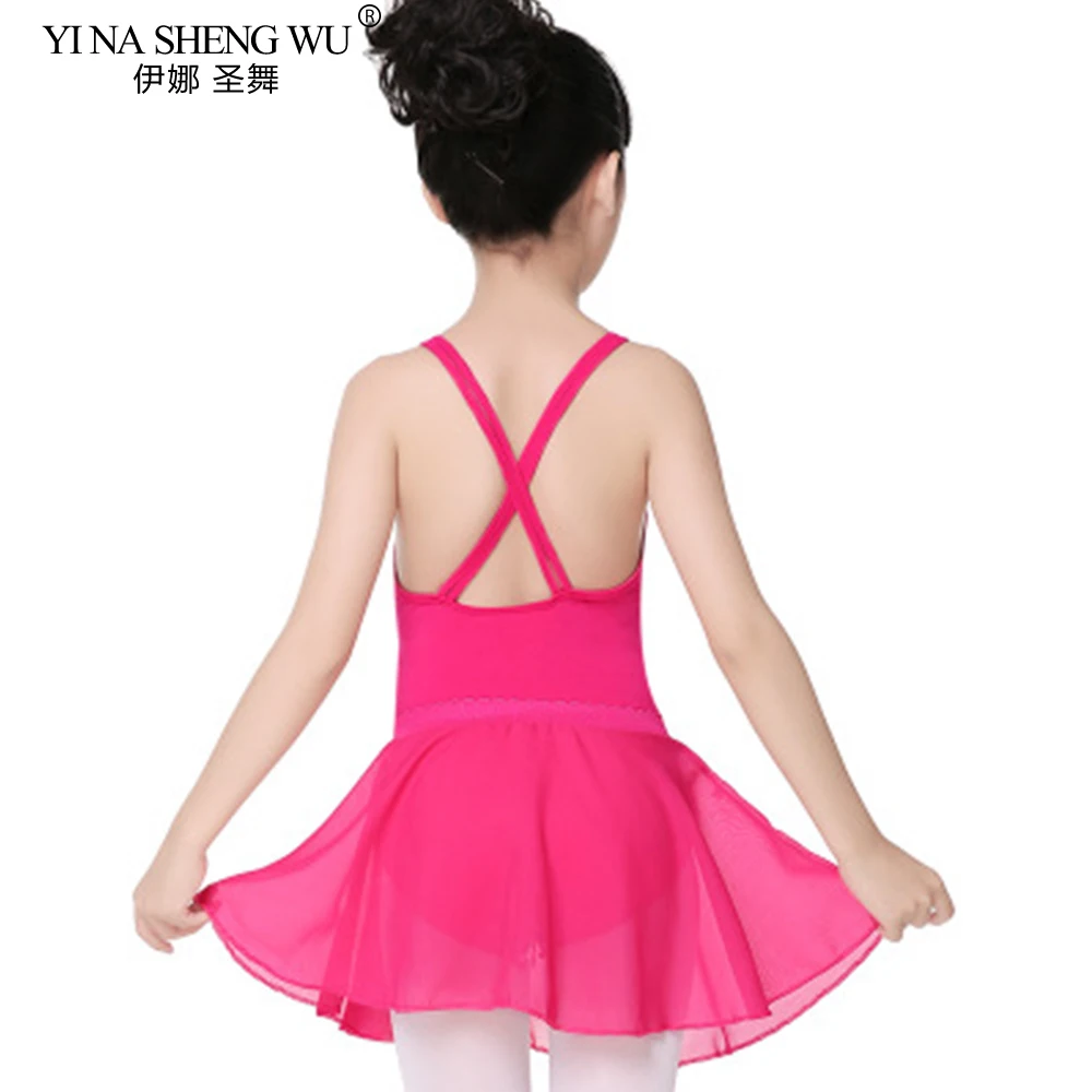 الوافدين الجدد الأطفال فستان رقص القطن الخالص فستان الباليه الجمباز ممارسة الباليه الرقص تنورة شيفون مجموعة قابلة للفتح المنشعب #5