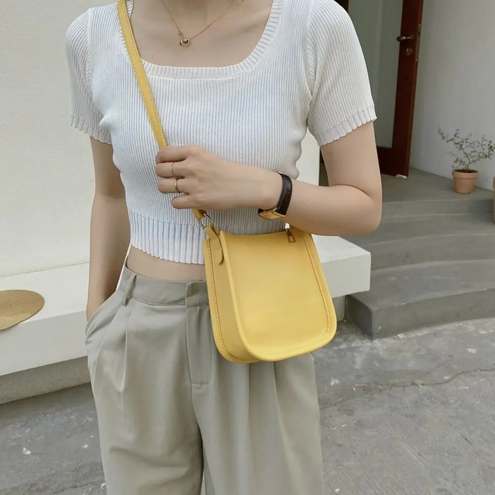 Pu Leather Small Square Bag Simple Mobile Phone Bag White Shoulder Bag Black Handbag Crossbody Bag Travel