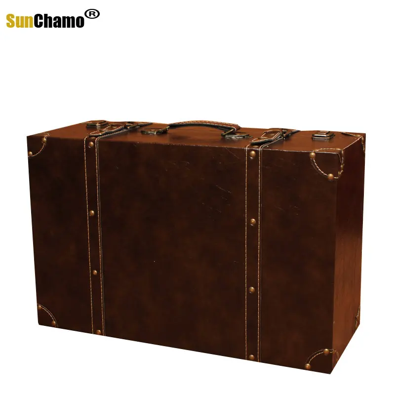 

Vintage Wooden Suitcase Storage Box with Retro Style for Photography and Home Decoration