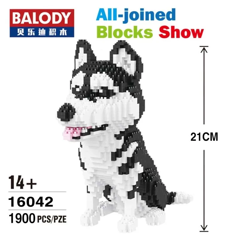 Balody 16042 Mini Cute Pet Animal Siberian Husky Dog Buddy Diamond Building Blocks Bricks Model Educational Toys Cartoon Gifts