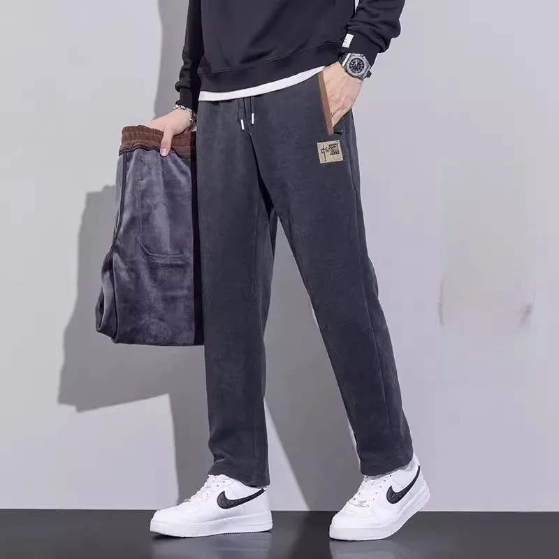 

New 2025 Men's Corduroy Casual Pants Thiened Spor Workwear Autumn Winter Loose Fit Warm Straight Leg Trousers for Daily Use