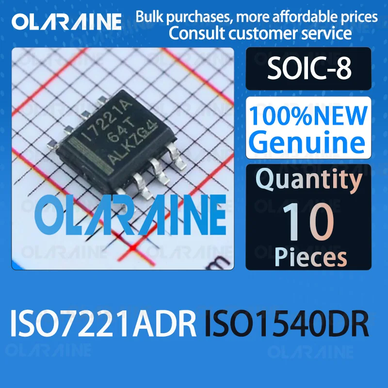 10Pcs 100%New Original ISO7221ADR ISO1540DR SOIC-8 Interface digital isolators Low-Power,Bidirec I2C Iso IC chip circuit