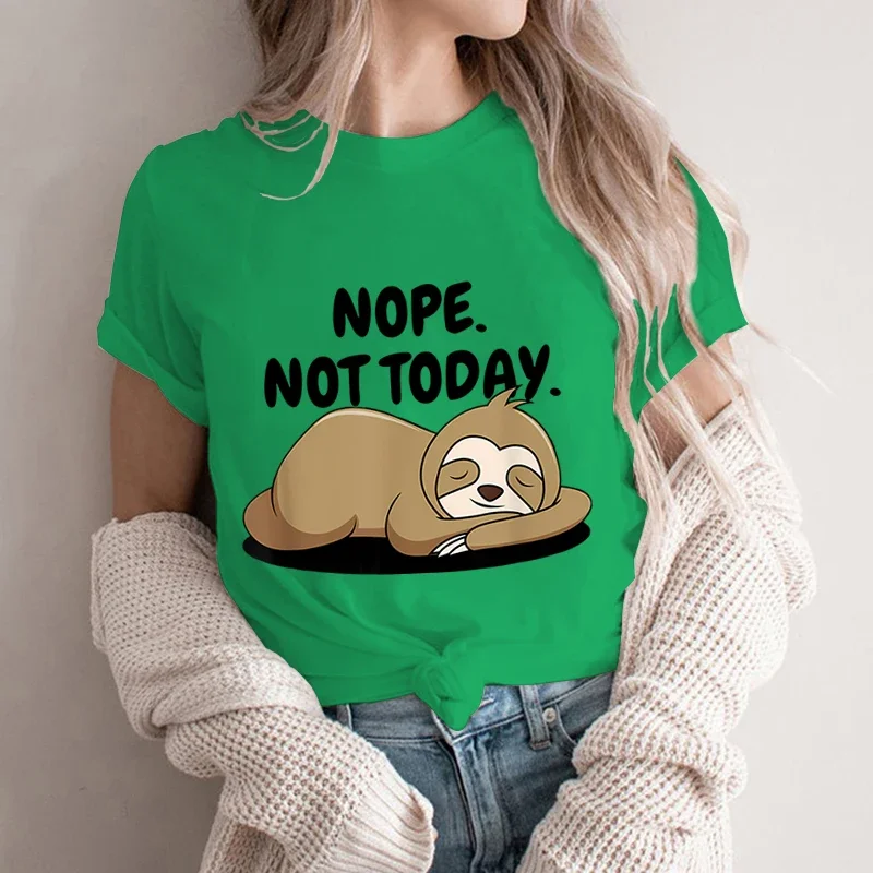 New Fashion Women T Shirt Nope Not Today Sloth Print Women's T Shirt Harajuku Cute Graphic Tee Shirt Female Ladies Casual Tops