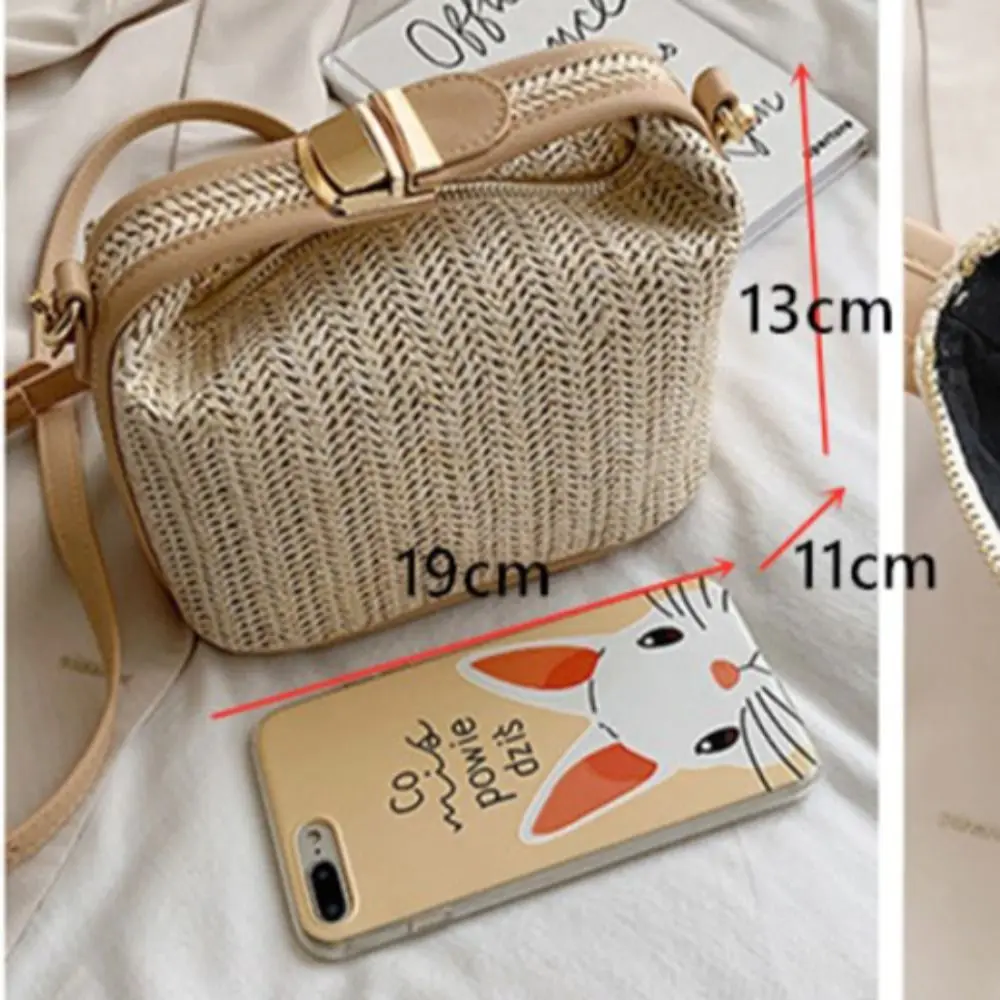 Straw Crossbody Bag For Women New Bohemian Small Knitting Summer Purse And Handbag Vacational Bucket Beach Bags