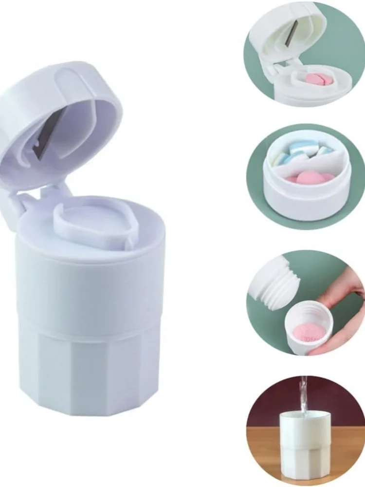 Broyeur de pilules quatre en un avec lame en acier inoxydable, broyeur de pilules de stockage conçu pour les nourrissons, les jeunes, les enfants, les personnes âgées, les animaux domestiques