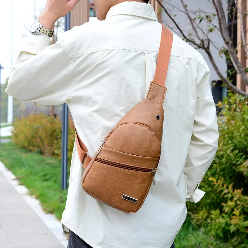 رائجة البيع للموسم الجديد حقيبة كروسبودي للرجال عصرية لون نقي حقيبة صدر للرجال ملحقات معدات الدراجات النارية حقيبة تخزين ATV