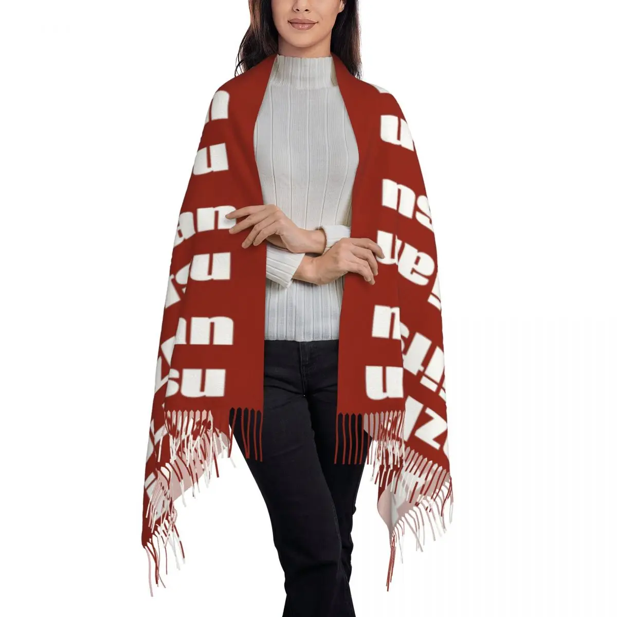 Brazilian Jiu-Jitsu Scarf Tassel Scarves Women Soft Warm Shawls and Wraps Large Fall Winter Shawl Wrap