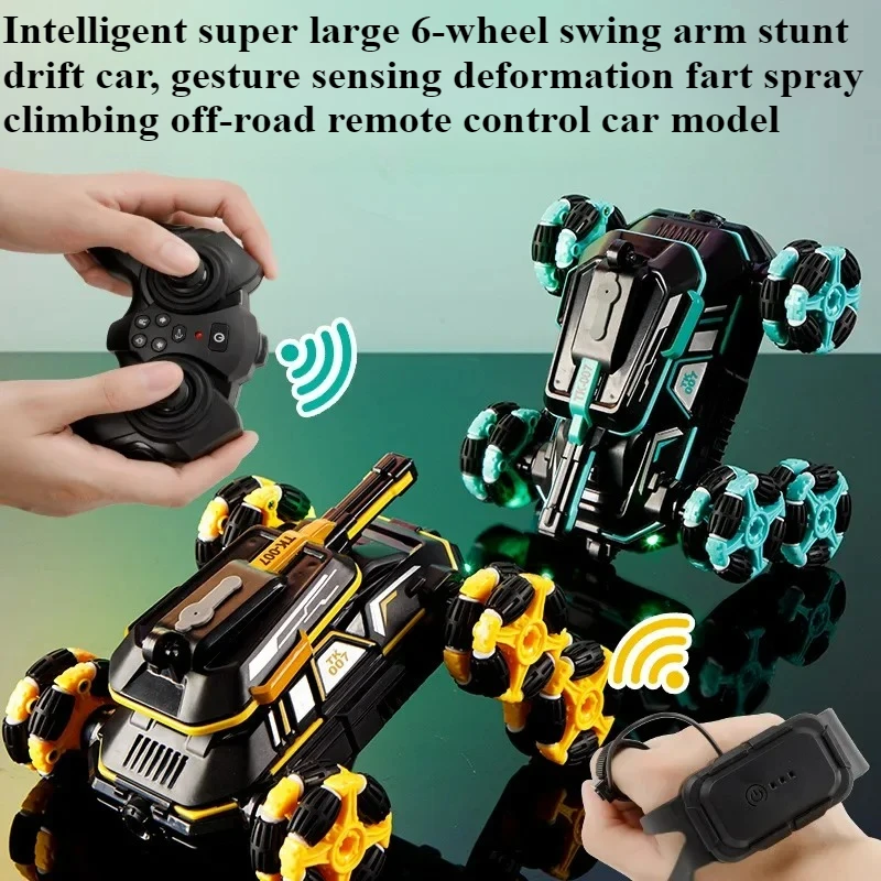 

Intelligent 6-wheel Swing Arm Stunt Rc Drift Car,Gesture-sensing Toy Car Gift,fart Spray Climbing Off-road Rc Cars,Toys for Boys