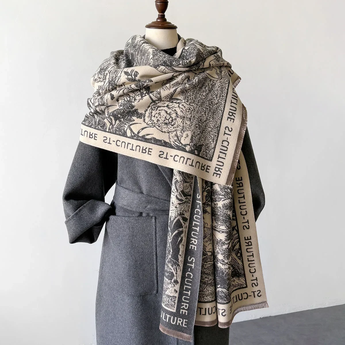 Luxury Design Print Scarf Winter Cashmere Women Pashmina Shawls and Wraps Bufandas Lady Thick Warm Blanket Stoles Echarpe