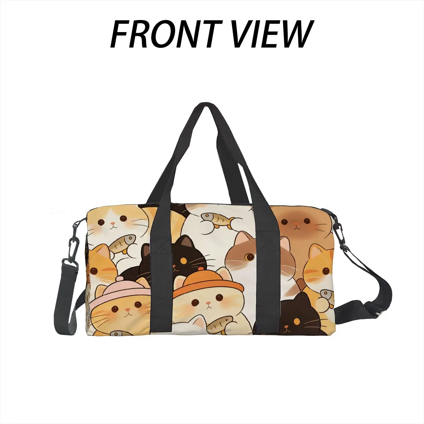 

Cats and dried fish Tote Bag, Luggage Bag, Gym Bag, Shoulder Bag, High-Quality, Large Capacity, Fashionable Gift, Casual Travel