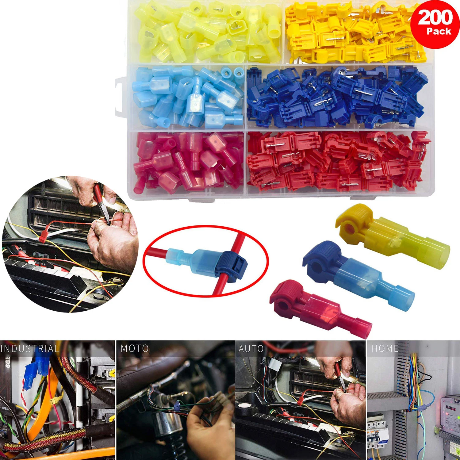 

200pcs Insulation Terminal Heat Shrink Wire Connector Advanced Waterproof Crimp Function Strain Relief Cord End