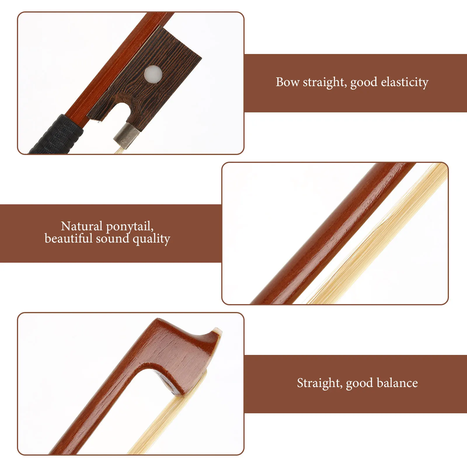 

Violin Wooden Horse Hair Student Practice Bow Well Balanced Violin Bow Replacement Instrument Accessory