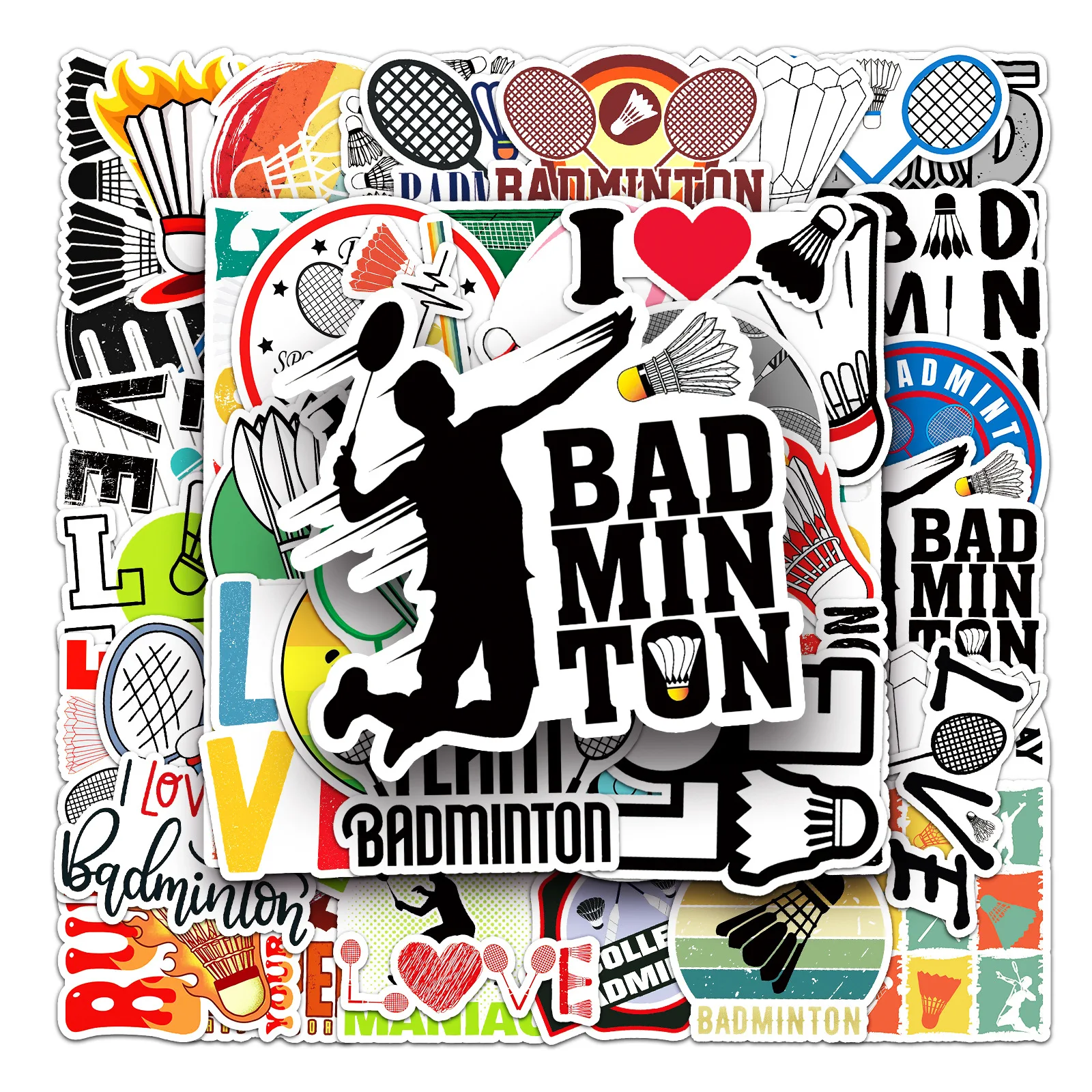 

50PCS Badminton Stickers Sports Cartoons Graffiti Decoration Mobile Phone Case Notebook Water Cup Waterproof Stickers Kids Toy