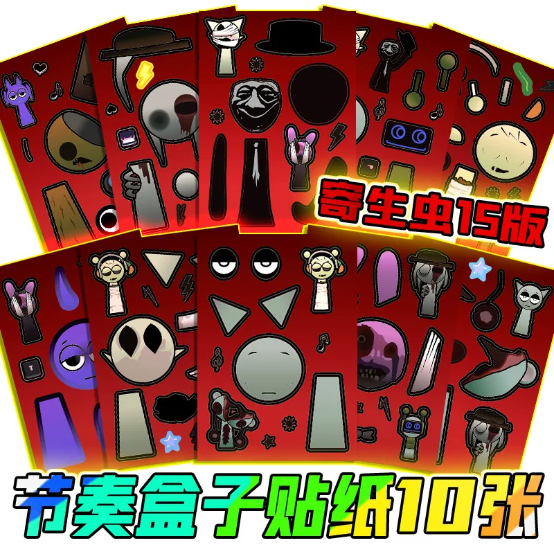 Sprunki Collage Aufkleber Set Kinder Cartoon Eltern-Kind-Interaktion Spielzeug Puzzle pädagogische Aufkleber Gesicht Collagen Aufkleber Geschenk