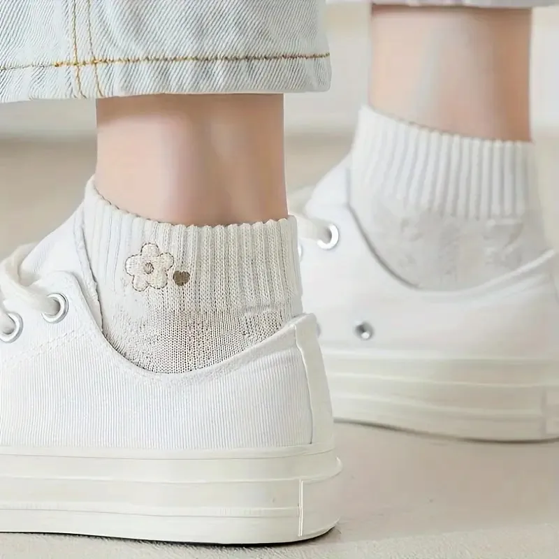 5/10/20/30 Paar Damen-Socken mit Cartoon-Motiv, kurz, aus Strick, für Frühling und Sommer, schweißabsorbierend, atmungsaktiv, weich, bequem, für den Alltag. – Detail 6