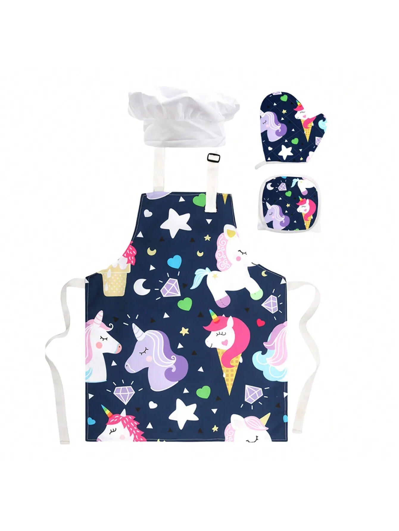 Conjunto Unicorn Magic Chef, exclusivamente para chefes pequenos, fantasia de dramatização, adequado para presentes de Natal e Ano Novo
