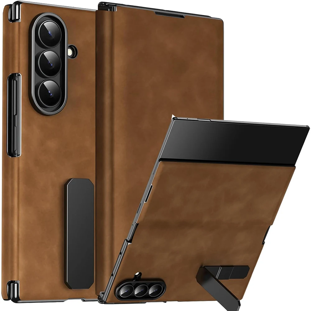 For Samsung Galaxy Z Trifold Case with Rotation Stand, Magnetic Hinge Protection Shockproof Bumper Business PU Leather Full Body