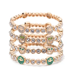 Happy Bangle Inlaid Diamond Crystal Bracelets For Women Boho Hand Accessory
