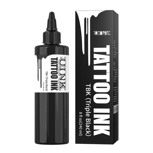 Imagen 2 del producto Tinta de tatuaje negra Triple UINK, tinta de tatuaje negra de 8oz, suministros de pigmento de 240ml, tinta de tatuaje Premium negra de larga duración