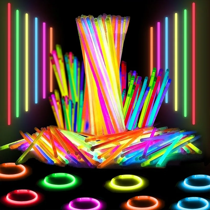 100/10Pcs Fluorescent Sticks Bendable Light Glow Sticks Bracelets Necklaces Neon Wedding Decor Multicolors Event Party Supplies