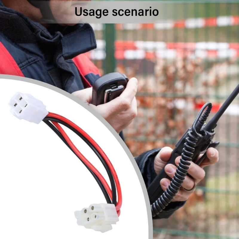 Easy to Use Shortwave Radio Power Conversion Line Cord Adapter 4 Pin to 6 Pin Interfaces for Radio Outdoor Communication