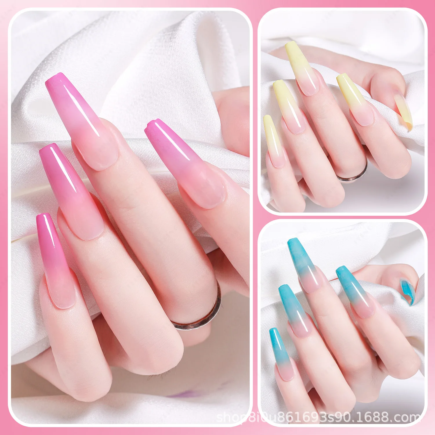 Vernis à ongles Gel ombré 4 en 1, 12 couleurs, dégradé facile, pour bricolage, manucure française, vernis UV solides, Gel d'art