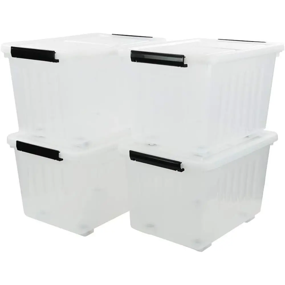 

Set of 4 Large Clear Plastic Storage Boxes with Lids, 42 Liter Capacity