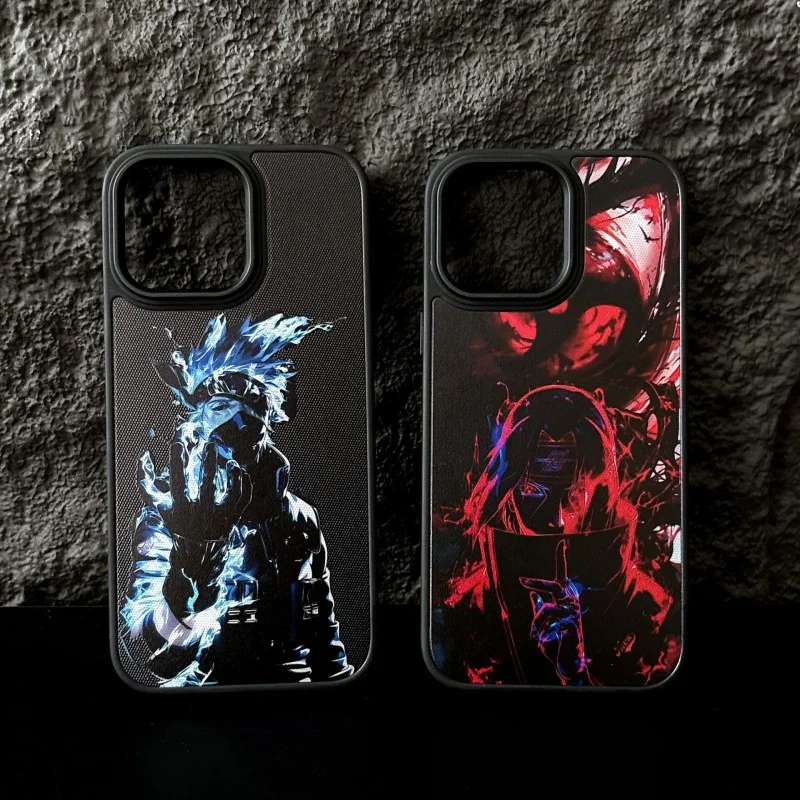 NARUTO Itachi Kakashi Funda de teléfono para iPhone 11 12 13 14 15 16 17 Pro Max Plus Air 17pro Funda trasera de cuero Naruto